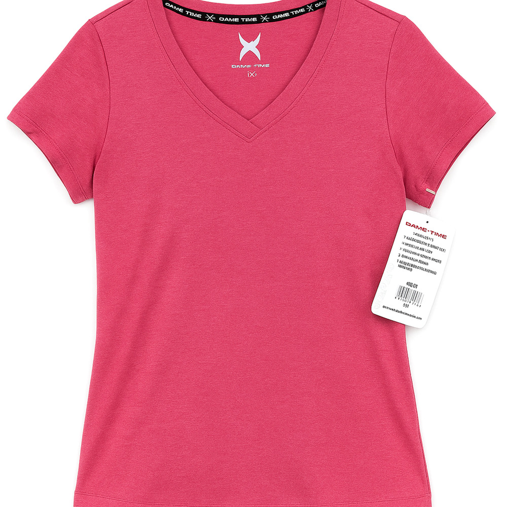 Game Time Playera Deportiva Mujer 1X Rosa V-Neck Secado Rápido Resistente Olores
